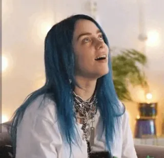 🙄 Billie Eilish cantante, músico, estrella pop, pelo azul, celebridad, artista telegram sticker