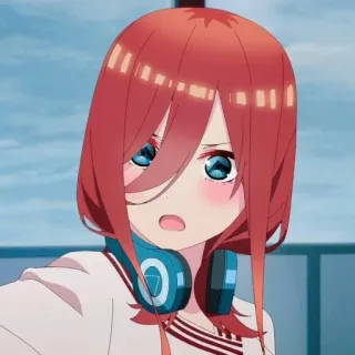 💙 anime, girl, redhead, headphones telegram sticker