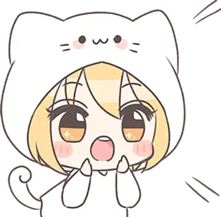 😧 Dessin animé, Chat, Anime, Mignon, Chibi, Animal, Fille, Kawaii telegram sticker