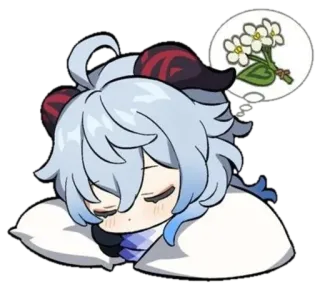 ⭐️ Ganyu Genshin Impact Ganyu, Genshin Impact, anime, video game, sleep, dream, cute telegram sticker