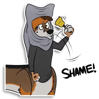 👎 SHAME! Scham, Hund, Glocke, Tier, Cartoon telegram sticker