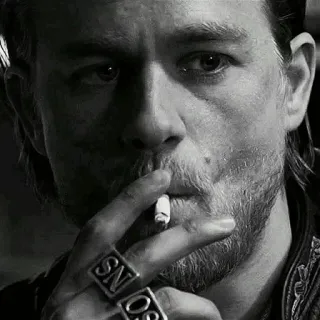 🚬 Jax Teller Sons of Anarchy smoking, motorcycle, gang, biker, cigarette telegram sticker