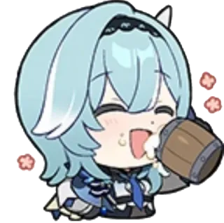 🍺 Eula Genshin Impact anime, genshin impact, eula, drinking, cute, chibi telegram sticker