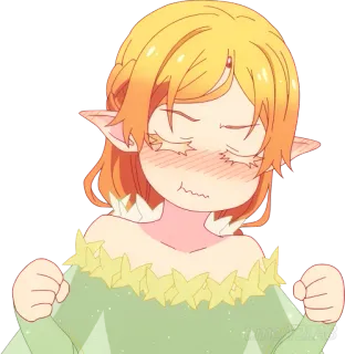 ✊ Anime, Elf, Niedlich, Erröten, Charakter, Cartoon, Kawaii telegram sticker