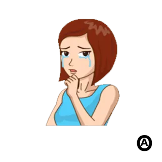 😢 mujer, llorando, triste, lágrimas, dibujo, emociones telegram sticker