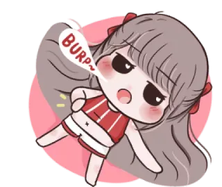 😦 BURP~ การ์ตูน, เรอ, ผู้หญิง, อนิเมะ, น่ารัก, ภาพประกอบ telegram sticker