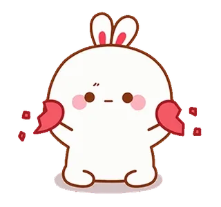 💔 dễ thương, thỏ, thỏ con, kawaii, hoạt hình, động vật whatsapp sticker