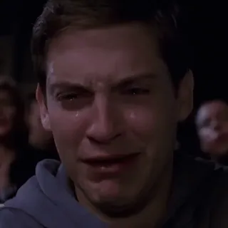 😢 Peter Parker Spider-Man crying, sad, movie, emotion, tobey maguire whatsapp sticker