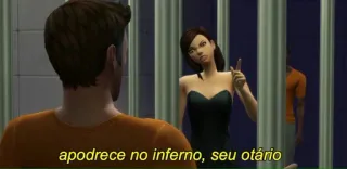 😝 apodrece no inferno, seu otário obraza, więzienie, simsy, kobieta telegram sticker