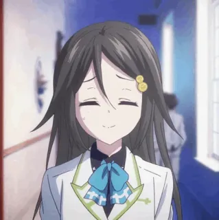 🌸 Anime, Ragazza, Uniforme scolastica, Sorridendo, Carina, Ragazza anime telegram sticker