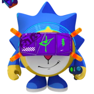 🚁 สติกเกอร์, การ์ตูน, สีเหลือง, สีน้ำเงิน, ตัวละคร, แว่นตา telegram sticker