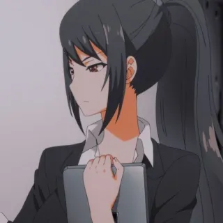 😠 Anime, Donna, Ragazza, Coda di cavallo, Completo, iPad telegram sticker