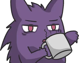 👎 Gengar pokemon, gengar, café, cansado, mañana, adormilado, agotado telegram sticker