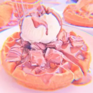 🍥 waffle, dessert, ice cream, chocolate, food, sweet telegram sticker