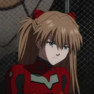 😠 Asuka Langley Sohryu Neon Genesis Evangelion anime, personaje, traje rojo, serio, Asuka, Evangelion telegram sticker