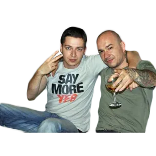 😡 SAY MORE YES men, peace sign, wine, friends telegram sticker