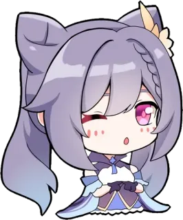 🥰 Keqing Genshin Impact Anime, Genshin Impact, Keqing, Chibi, Game whatsapp sticker