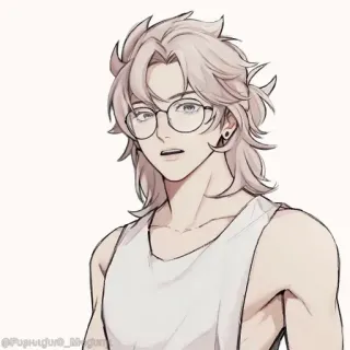 💠 @Pushupguru_Meguru anime, illustration, male, glasses, character whatsapp sticker