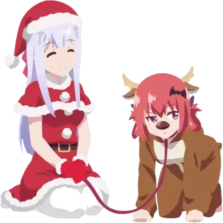 🦌 Anime, Noël, Père Noël, Renne, Dessin animé telegram sticker