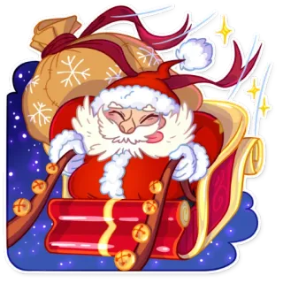 ✨ Santa Claus Santa Claus, Navidad, Trineo, Fiestas, Invierno, Nieve, Dibujos animados telegram sticker