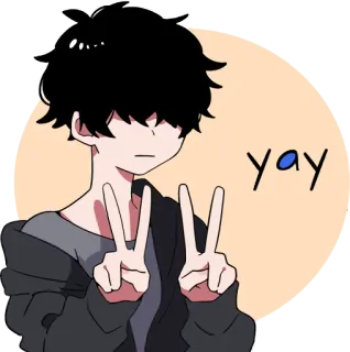 ✌️ yay anime, hòa bình, cử chỉ, hoạt hình, nhân vật, lễ kỷ niệm telegram sticker
