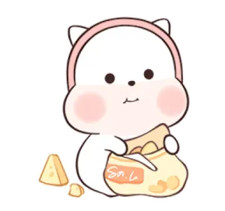 🍄 Snacks mignon, animal, kawaii, collation, fromage, dessin animé telegram sticker