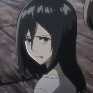 🥀 Mikasa Ackerman Attack on Titan anime, Mikasa Ackerman, character, sad, expression telegram sticker