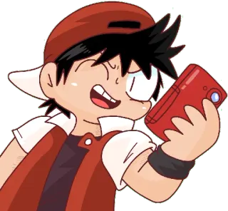 😉 Red Pokemon pokemon, czerwony, gameboy, gra, anime, kreskówka telegram sticker