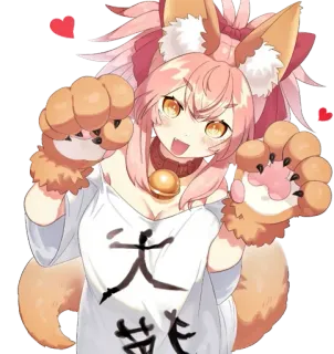 😸 大 Anime, Ragazza gatto, Kawaii, Carino, Ragazza volpe, Illustrazione telegram sticker