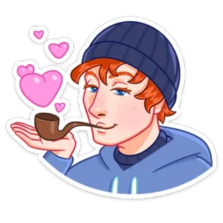 ❤️ phim hoạt hình, chân dung, tẩu, trái tim, người đàn ông, thuốc lá telegram sticker
