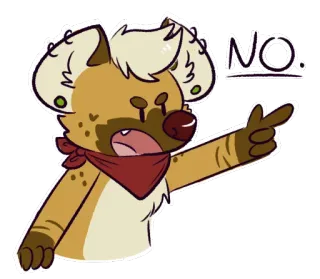 👎 NO. Kreskówka, Zwierzę, Postać, Nie, Hiena telegram sticker