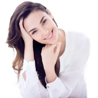 😍 mujer, sonrisa, retrato, alegre, feliz, bonita telegram sticker