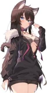 😍 Fille anime, Fille loup, Kemonomimi, Mignon, Oreilles, Queue telegram sticker