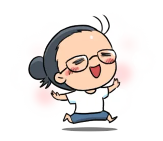 🤗 卡通, 女人, 眼镜, 快乐, 高兴, 跑步 telegram sticker