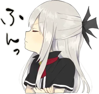 😒 ふんっ Anime, Ragazza, Broncio, Carino, Adesivo, Manga whatsapp sticker