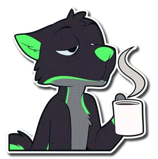 ☕ animal, perro, café, cansado, dibujo animado, pegatina telegram sticker