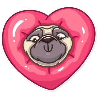 😍 pug, cachorro, coração, amor, fofo, adesivo, animal telegram sticker