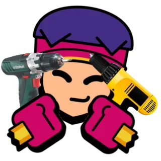 🍿 cartoon, drills, tools, character, construction telegram sticker