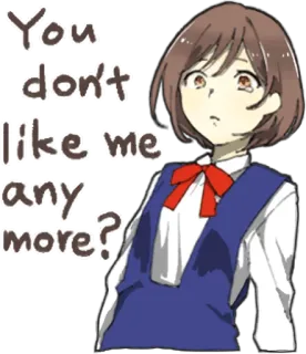 😥 You don't like me any more? Anime, Chica, Triste, Pregunta, Estudiante, Emocional telegram sticker