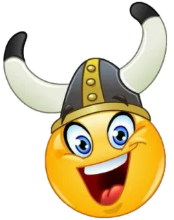 😃 emoji, viking, casque, sourire, dessin animé, personnage whatsapp sticker