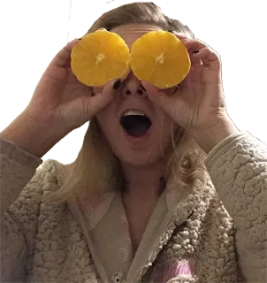 🍊 橙色, 眼睛, 水果, 女人, 搞笑, 食物 whatsapp sticker