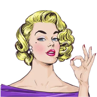 👌 woman, blonde, okay, gesture, vintage, pin-up telegram sticker