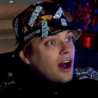😲 OHUENO Mann, Bucket Hat, OHUENO, Person, Gesicht, Überraschung, männlich telegram sticker