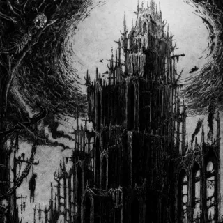 💀 escuro, castelo, gótico, horror, assustador, torre, black metal telegram sticker