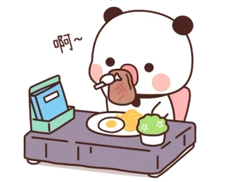 🍝 милый, панда, ест, еда, мультфильм, стол telegram sticker
