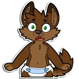 😱 furry wolf cub furry, wolf, diaper, cute, shocked, cartoon, anthropomorphic telegram sticker