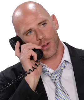 😑 Johnny Sins łysy, mężczyzna, garnitur, krawat, telefon telegram sticker
