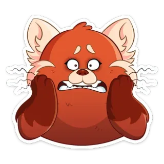 😱 แพนด้าแดง, น่ารัก, การ์ตูน, สัตว์, ตลก, สติกเกอร์, กลัว, ตกใจ telegram sticker