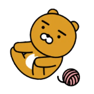 😑 Ryan медведь, животное, милый, мультфильм, персонаж, Райан, Kakaofriends whatsapp sticker