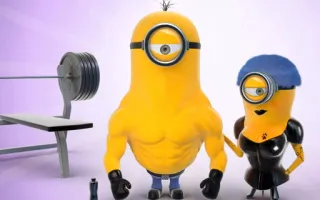😐 Minion minion, exercise, cartoon, gym, workout telegram sticker